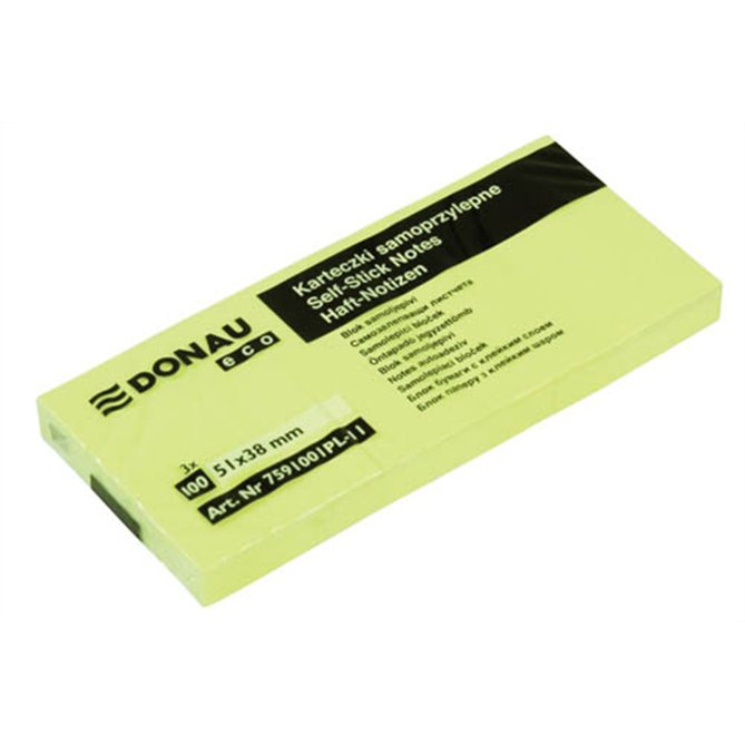 Donau ECO 38x51mm öntapadó jegyzettömb - Sárga (3x lap / tömb) (7591001PL-11)