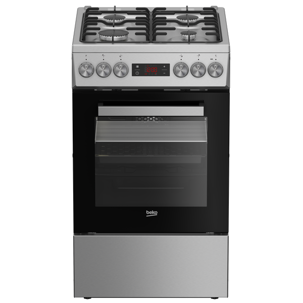 Beko FSM52321DXDT tűzhely Szabadonálló tűzhely Elektromos Gáz Rozsdamentes acél, Fekete
