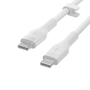 Belkin кабел за зареждане, Boost Charge Flex, силикон, USB-C към USB-C 2.0, 3M, бял