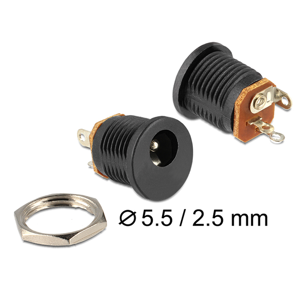 Steckverbinder Delock DC 2,5x5,5mm Buchse -> 3x Lötanschluss