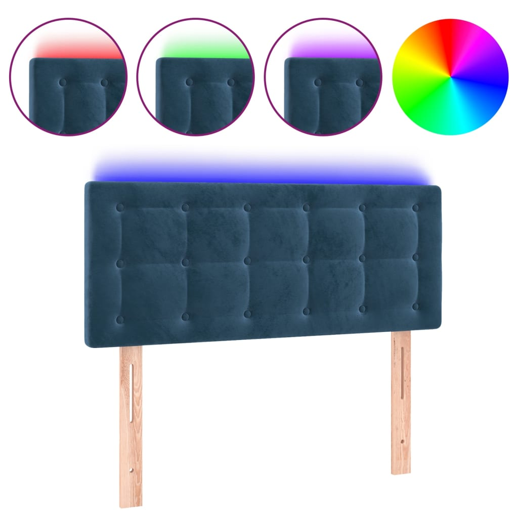 sötétkék bársony LED-es fejtámla 80 x 5 x 78/88 cm (3122080)