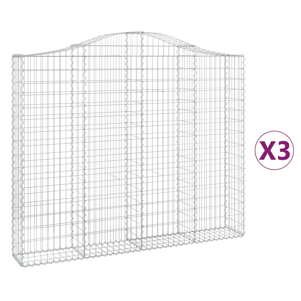 3 db íves horganyzott vas gabion kosár 200x30x160/180 cm (3145494)
