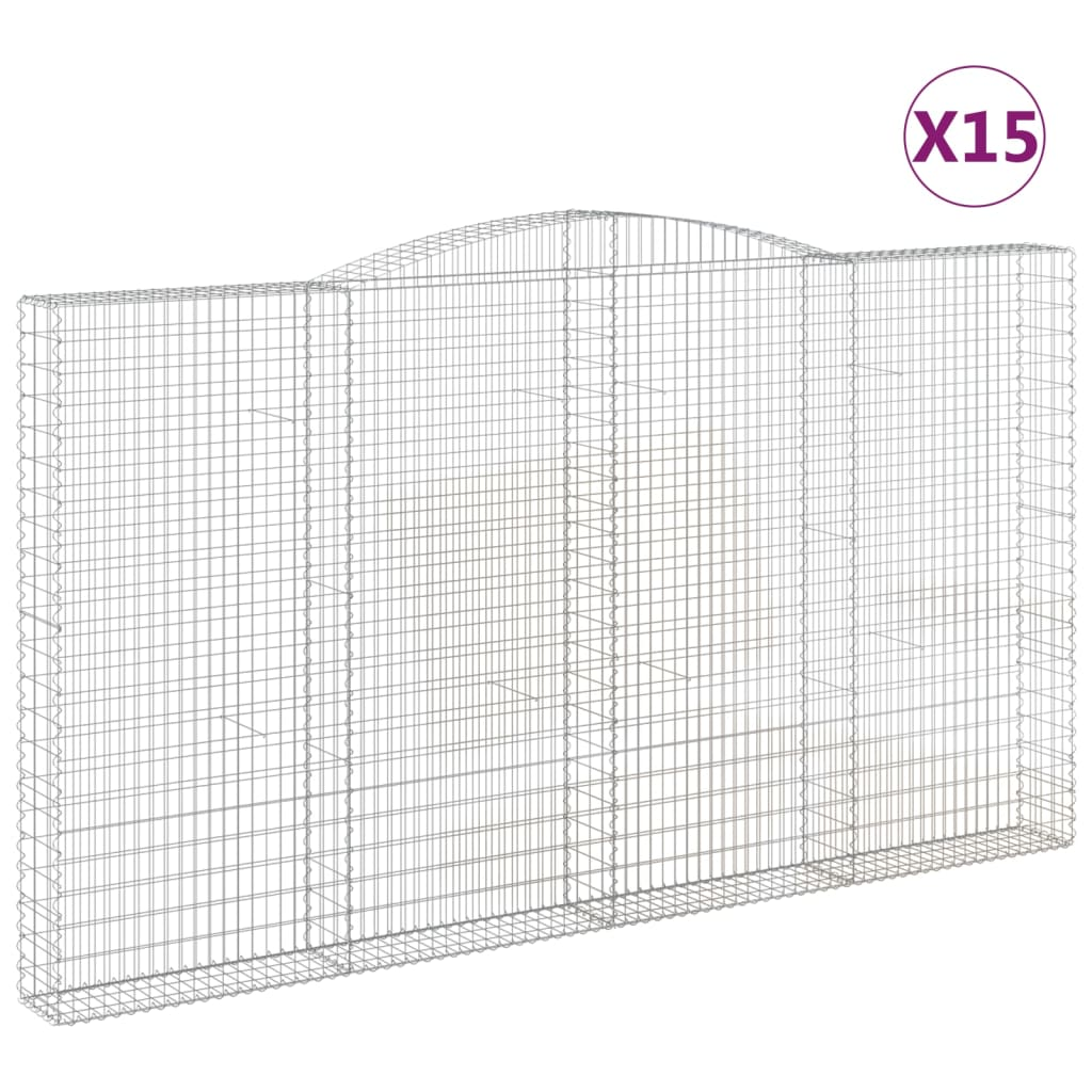 15 db íves horganyzott vas gabion kosár 400x30x220/240 cm (3146953)