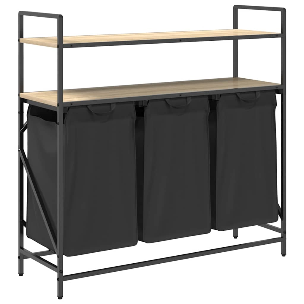 sonoma tölgy mosodai kosár 3 rekeszes polcokkal (859081)