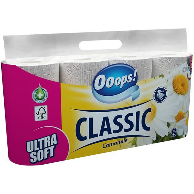 Ooops! Classic kistekercses toalettpapír 3 rétegű, 8 tekercs kamilla (KHHVP062) (KHHVP062)