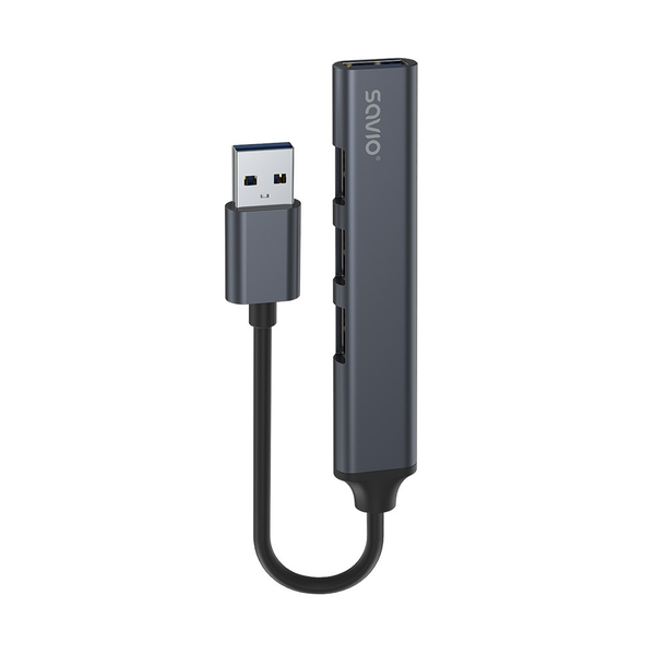 USB-A HUB SAVIO AK-70 - 3 x USB-A 2.0, 1 x USB-A 3.1 Gen 1 5 Gbps šedý
