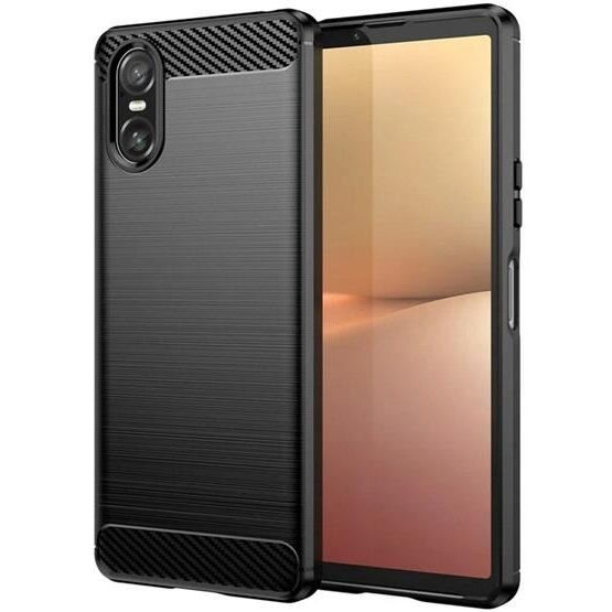 Gigapack Sony Xperia 10 VI szálcsiszolt, karbon mintás tok fekete (GP-159146)