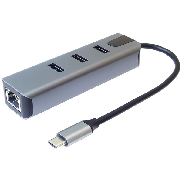 PREMIUMCORD KU31ETHER05 USB-C 3.1 UTP Átalakító 1000Mbps + 3x USB-A szürke