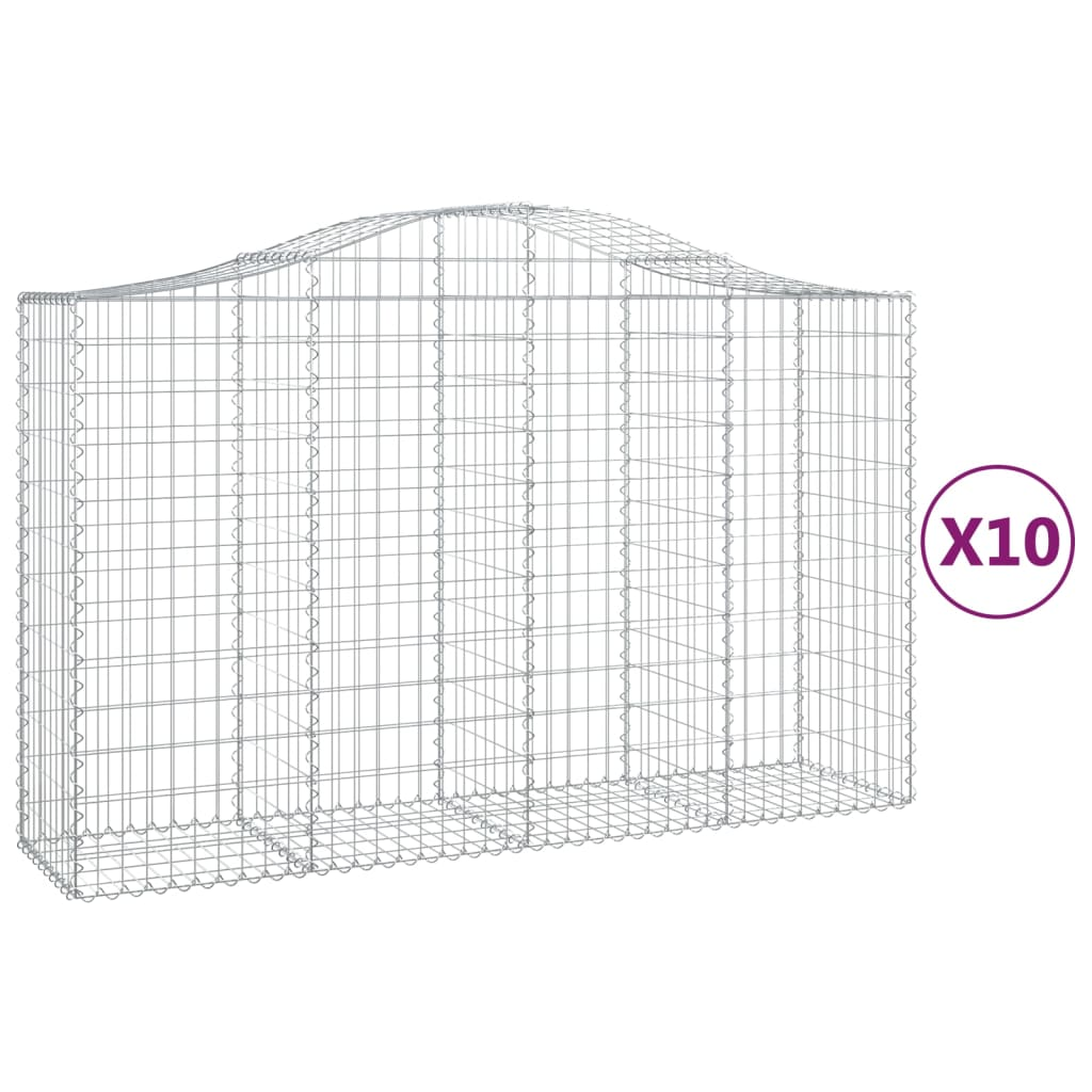 10 db íves horganyzott vas gabion kosár 200x50x120/140 cm (3145669)