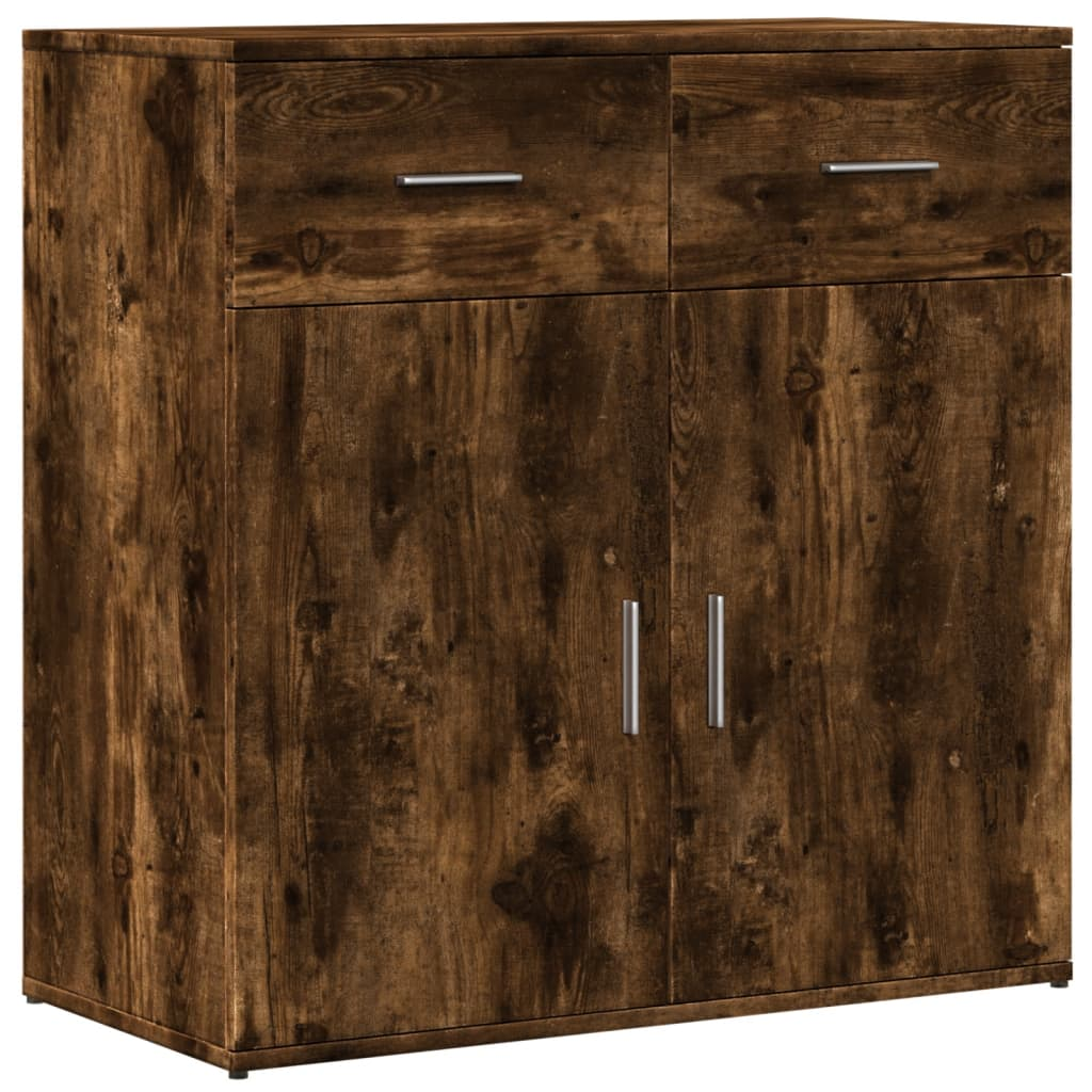 füstös tölgy színű szerelt fa tálalószekrény 79 x 38 x 80 cm (840524)