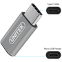 Adapter USB Unitek USB-C - microUSB Srebrny  (Y-A027AGY)