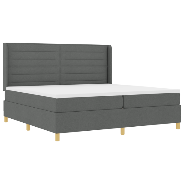 Boxspring Ágy Matrac Bőrhatás Szürke 200x200 cm