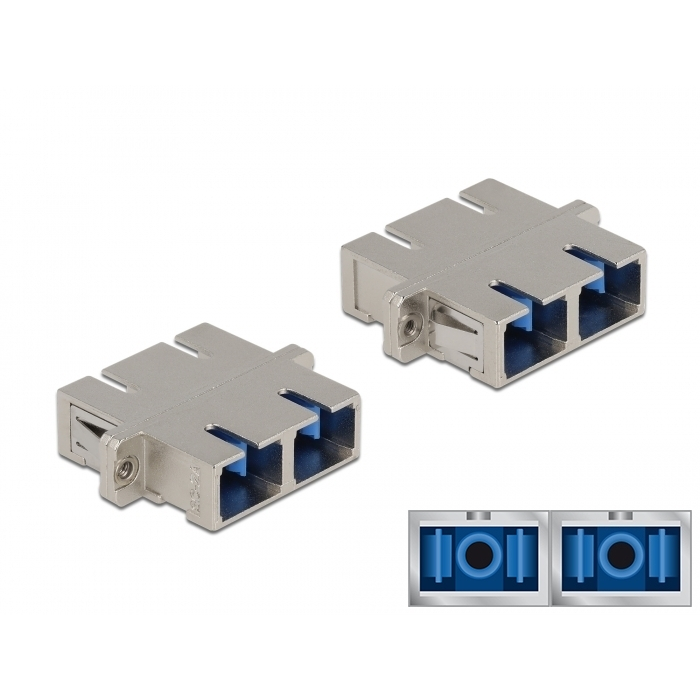 Delock SC optikai szálas csatlakozó duplex anya - SC Duplex anya, egymódosú fém (86873) (86873)