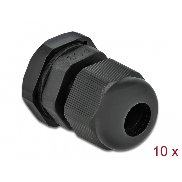 DELOCK Kabelverschraubung PG9 10 Stück schwarz