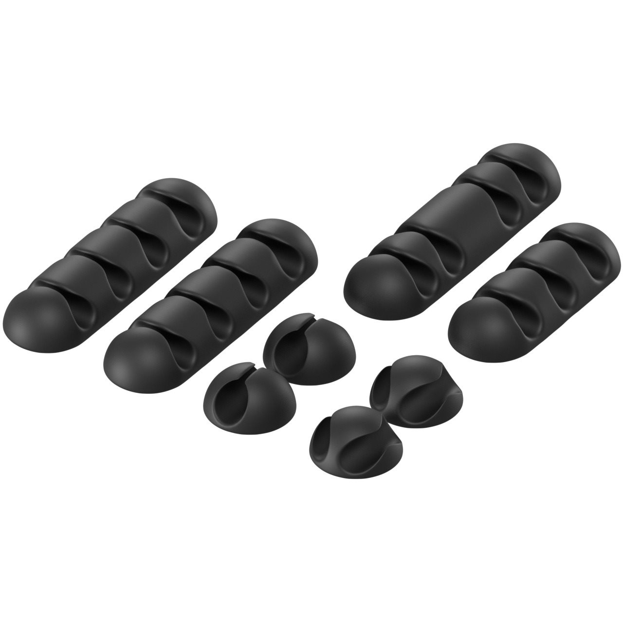 AlzaPower Cable Clips Mix 8 pcs fekete (APW-COGBMIX8B)