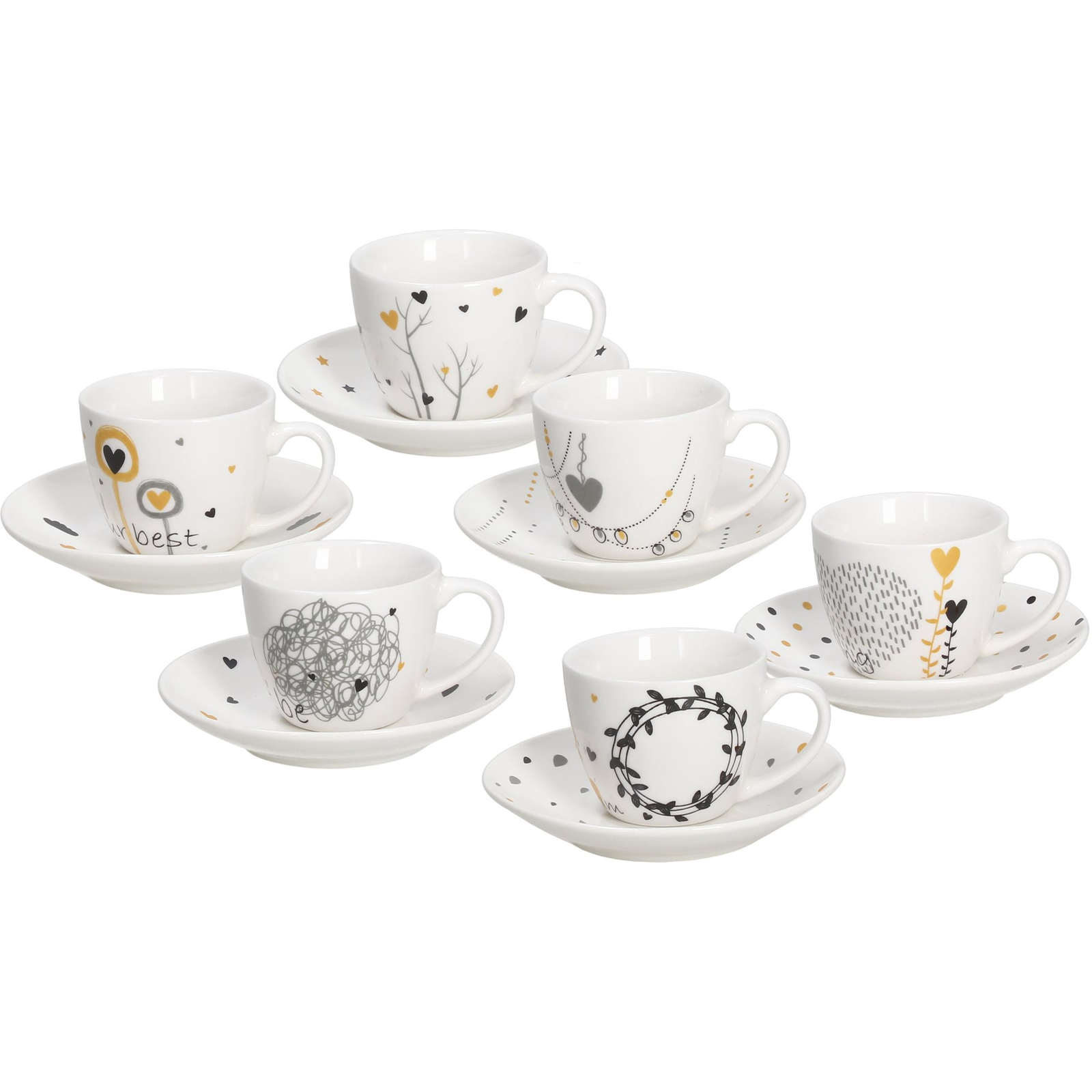 Tognana IRIS GOLDY kávéscsészekészlet csészealjjal, 6 db, 80 ml (IR685345563)