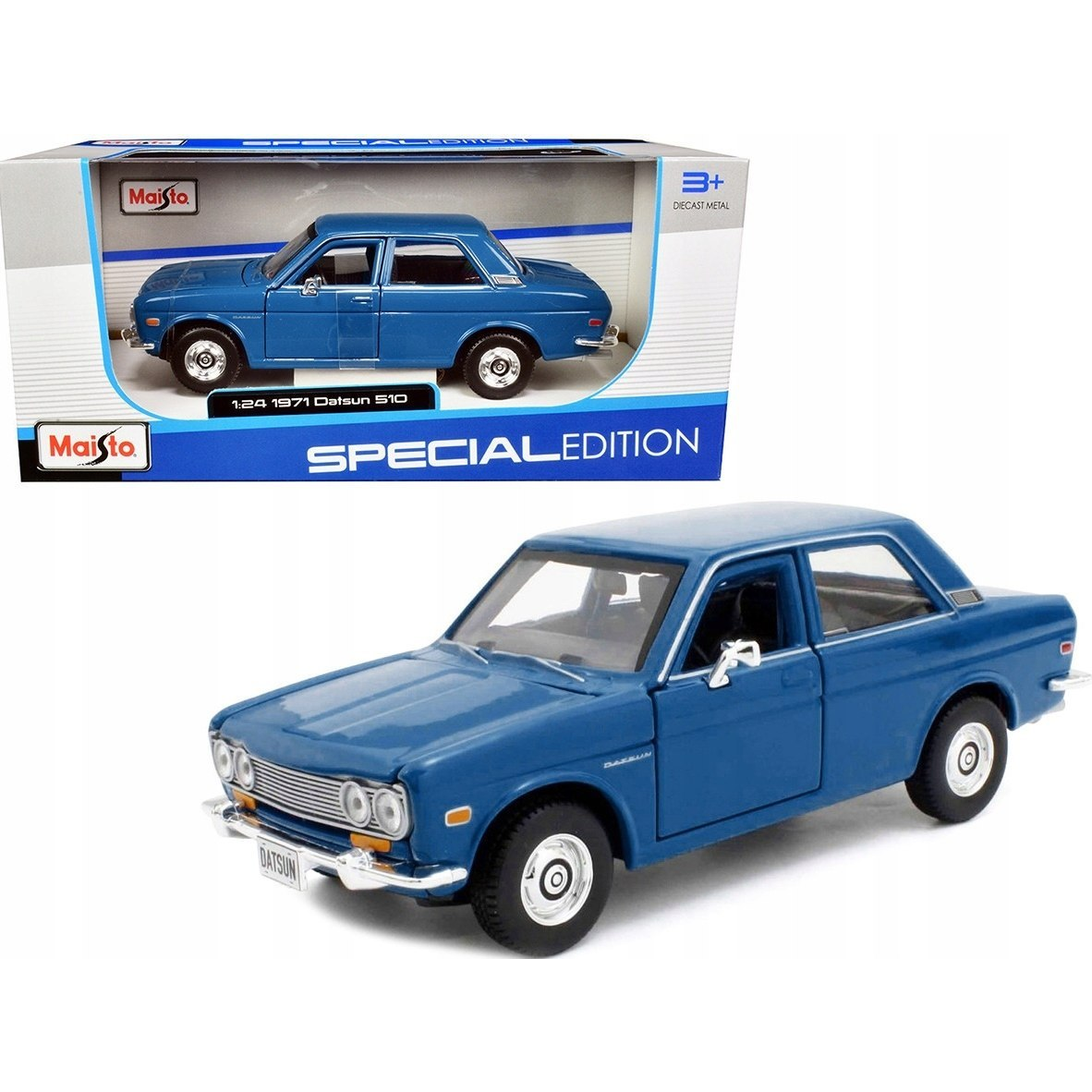 Maisto 1971 Datsun 510 autó fém modell 1:24 - Kék (10131518BU)