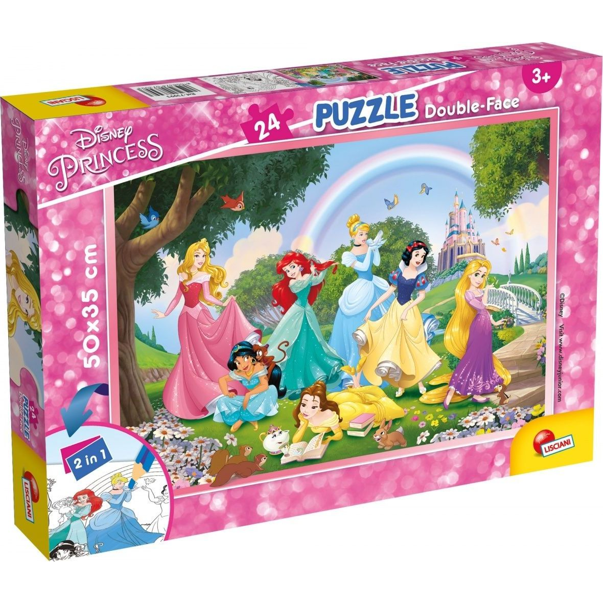 Disney Hercegnők 2 az 1-ben 24db-os puzzle és színező 50x35cm - Lisciani (304-73993)