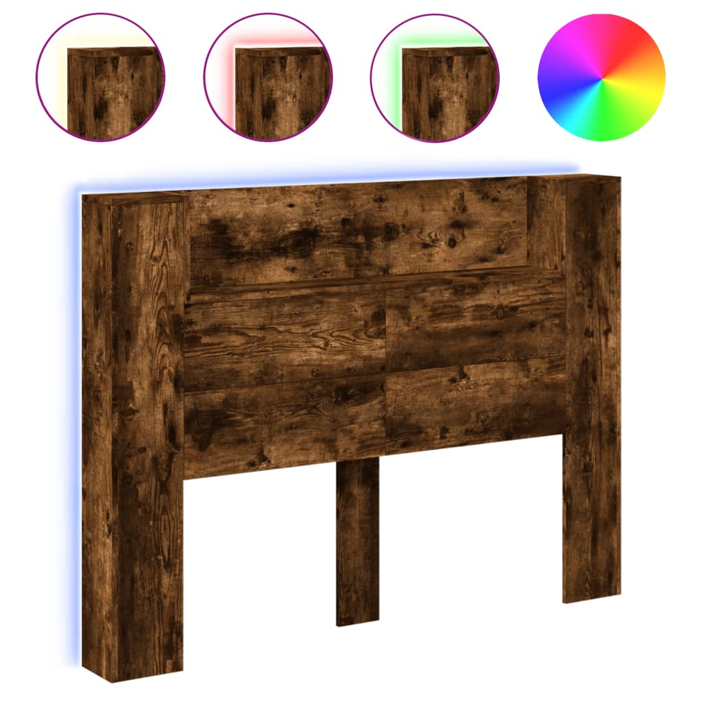 füstös tölgy színű áthidalószekrény LED-ekkel 140x16,5x103,5 cm (839249)