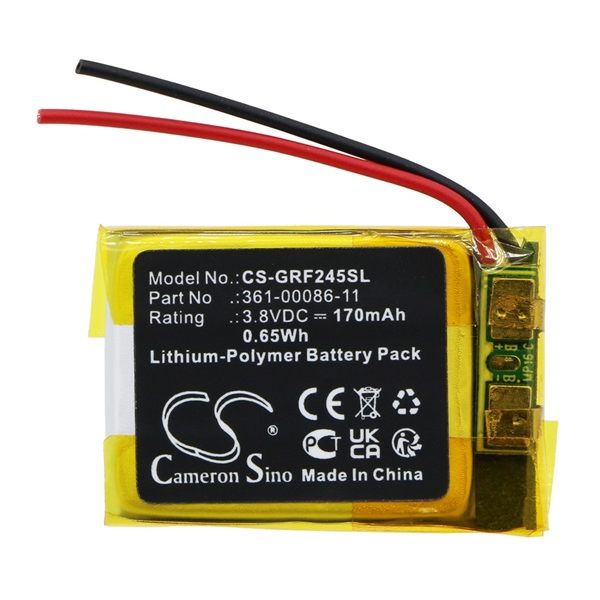 Cameron Sino Li-Polymer akku (3,8V/170mAh, Garmin 361-00086-11 kompatibilis) FEKETE Garmin Forerunner 245 Music / Forerunner 245 (CS-GRF245SL)