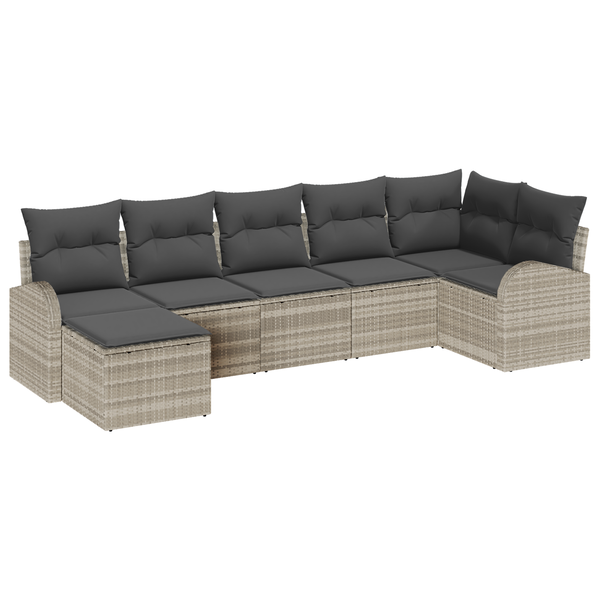 Juego De Sofá De Jardín Set De 7 Beige Ratan, Poliéster V7184 Unico / Beige