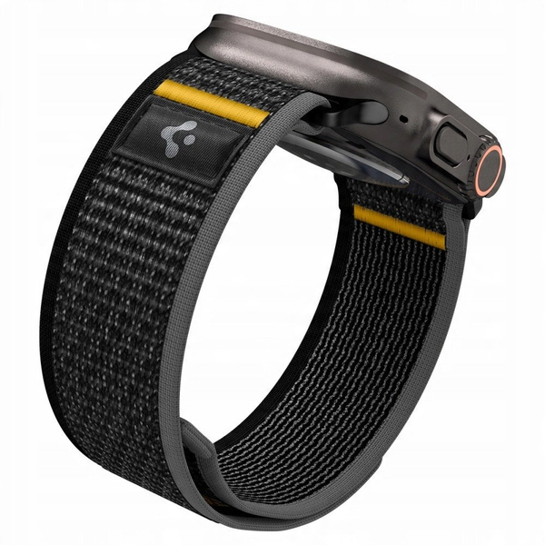 Spigen ATHLEX pótszíj (egyedi méret, nagy, nylon, tépőzáras, légáteresztő, SPORT) FEKETE Apple Watch Series 5 44mm / Watch Series 4 44mm / Watch Series 3 42mm (AMP09033)