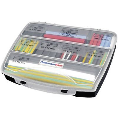 HellermannTyton 380-03005 Zsugorcső ragasztó nélkül Fekete, Kék, Kék (blue line), Fehér, Zöld, Sárga Zsugorodási arány:3:1 177 rész (380-03005)
