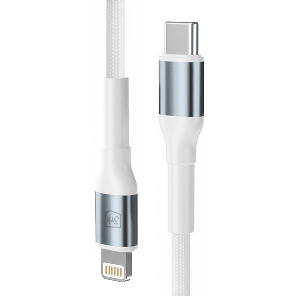 Kabel 3mk USB typ C - Apple Lightning 1 m bílý