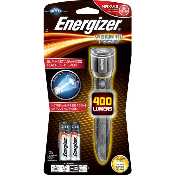 Energizer Vision Hd Performance Metal Torch With Digital Focus, 2aa