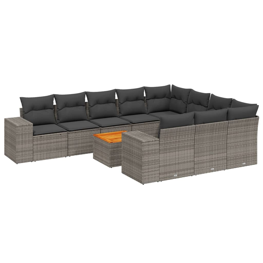 11 részes szürke polyrattan kerti ülőgarnitúra párnákkal (3225626)