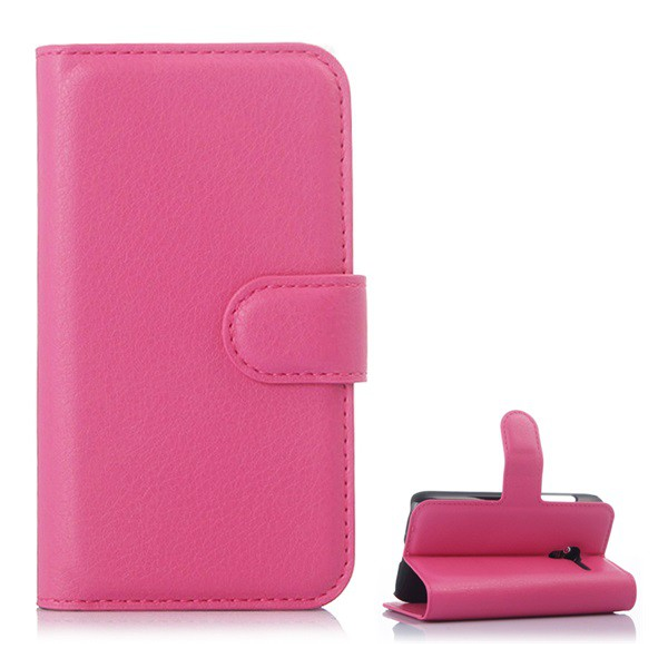 Tok álló, bőr hatású (FLIP, oldalra nyíló, asztali tartó funkció, prémium) RÓZSASZÍN [Alcatel Pop D3 (OT-4035D)] (5996457560684)
