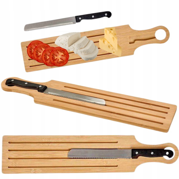 Lowenthal 26603 Bambusz vágódeszka 49,5 x 10,5 cm + Kenyérvágó kés 28 cm