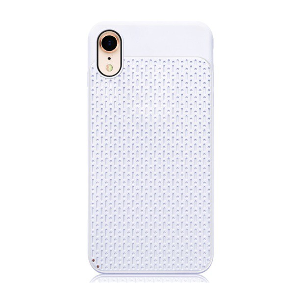 Szilikon telefonvédő (műanyag hátlap, lyukacsos minta) FEHÉR [Apple iPhone XR 6.1] (5996457805365)