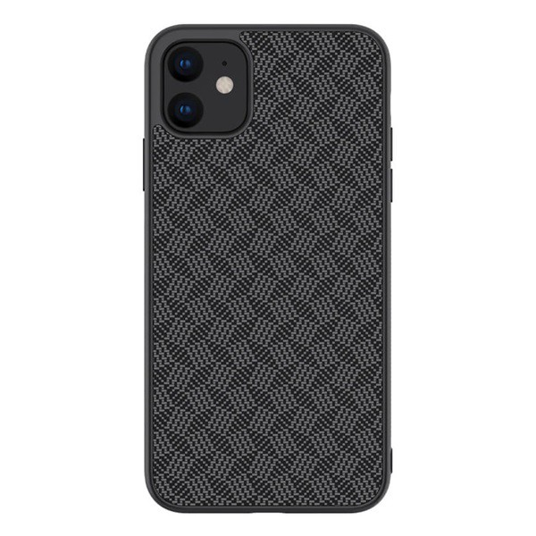 NILLKIN SYNTHETIC FIBER PLAID műanyag telefonvédő (gumírozott, környezetbarát, 3D, csíkos minta) FEKETE [Apple iPhone 11] (5996457904709)