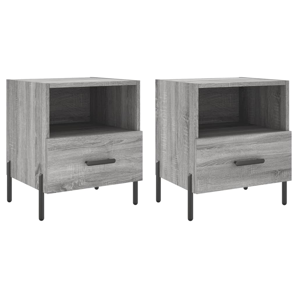 2 db szürke sonoma színű szerelt fa éjjeliszekrény 40x35x47,5cm (827465)