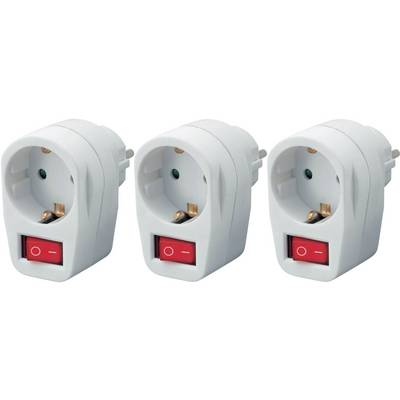 Basetech Kapcsolható köztes dugalj 3 részes készlet 1 pólusú Fehér (2050004719925)