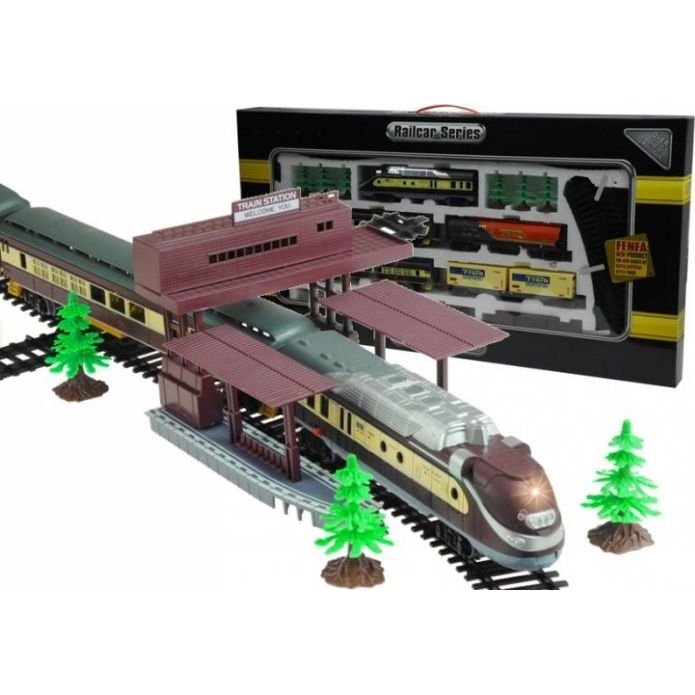 Hatalmas Fenfa Vonat 5 Mozdony Kocsik Kocsik Fordulók (1012)