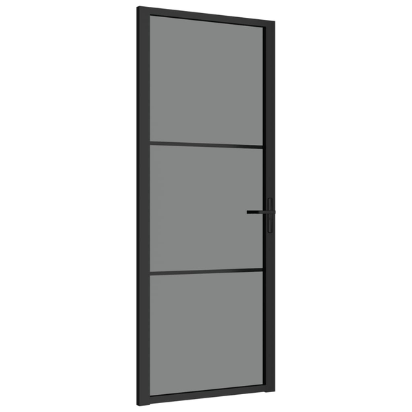 Ușă de interior, 83x201,5 cm, negru, sticlă ESG și aluminiu