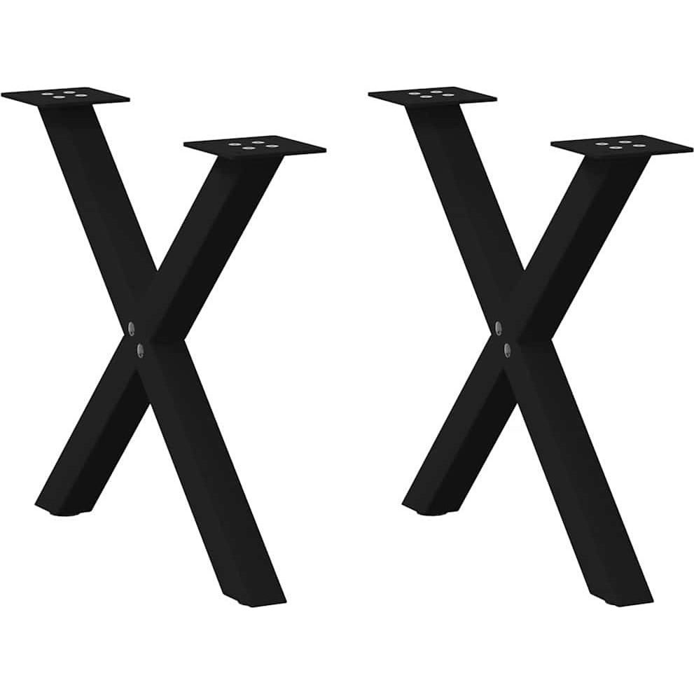 2 db acél fekete dohányzóasztal lábak X-alakú 38x(42-43) cm (4012896)