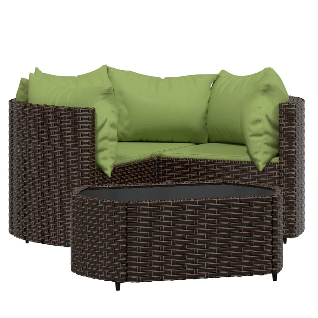 4 részes barna polyrattan kerti ülőgarnitúra párnákkal (319840)