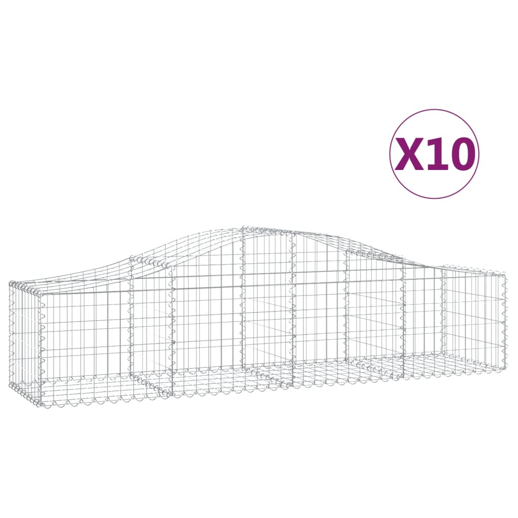 10 db íves horganyzott vas gabion kosár 200x50x40/60 cm (3145585)