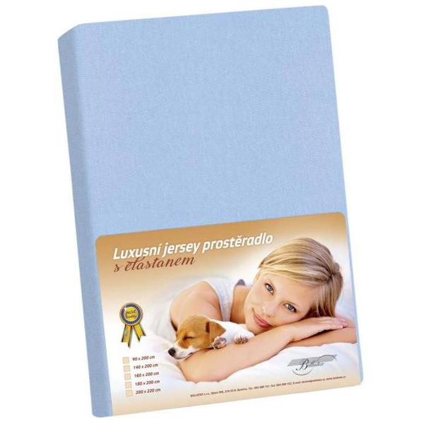Bellatex Jersey lepedő elasztánnal, 100×200 cm, kék