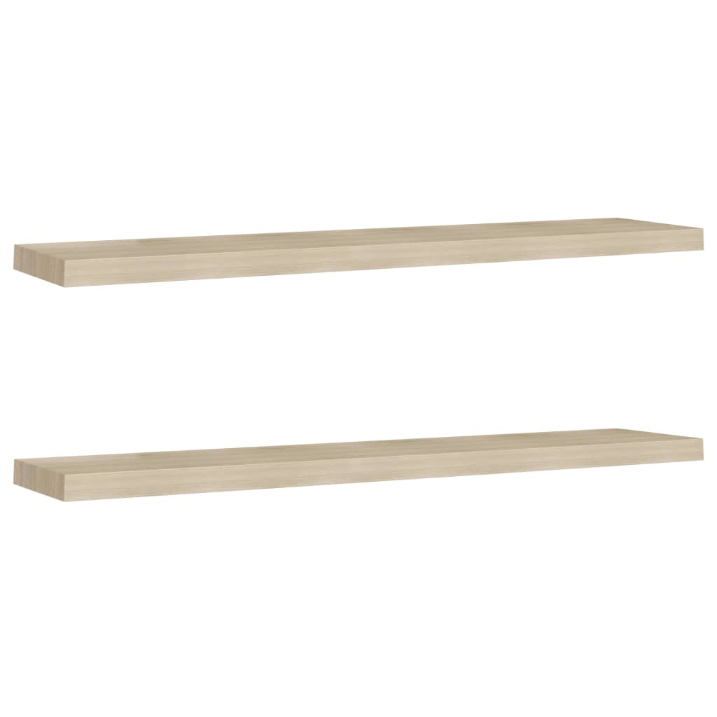 2 db tölgyszínű MDF fali polc 120 x 23,5 x 3,8 cm (323884)