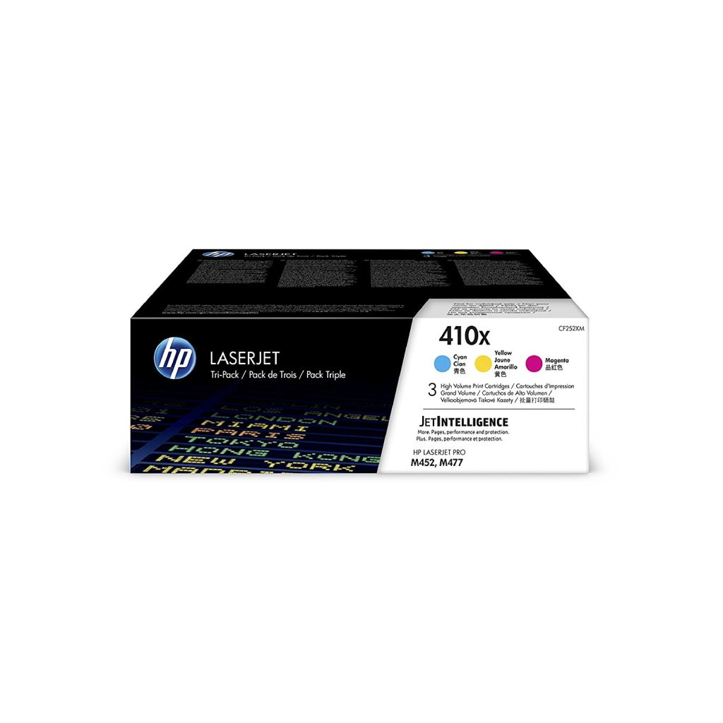 HP 410X 3 darabos nagy kapacitású LaserJet tonerkazetta ciánkék/bíbor/sárga (CF252XM) (CF252XM)