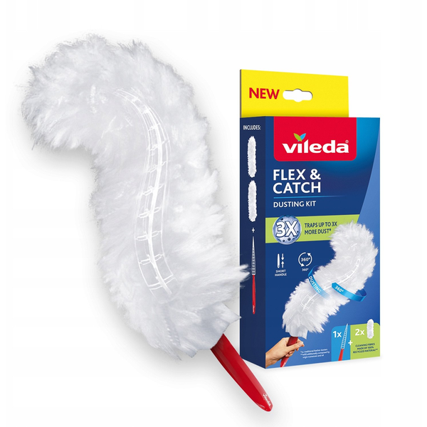 Prachovka Vileda s krátkou rukojetí + 2 náplně Flex & Catch