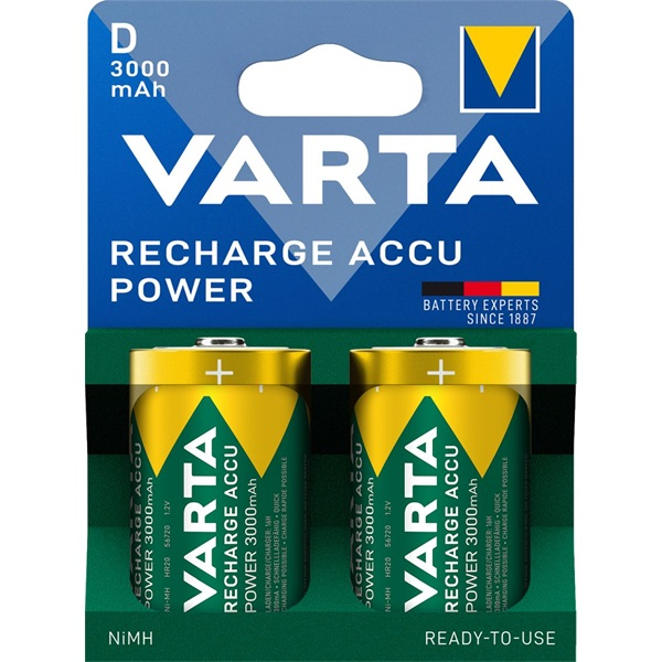 Nabíjecí Baterie nikl-metal-hydridový (NiMH) Varta D (R20) 3000 mAh 2 ks