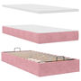 Cadru de pat otoman cu saltele Roz 160x200cm catifea