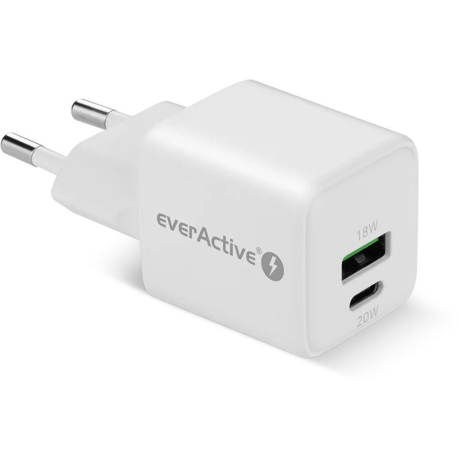 EverActive SC-330Q USB-A / USB-C Hálózati Töltő Adapter 20W - Fehér (SC-330Q)