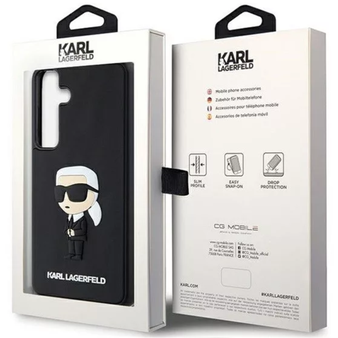 Karl Lagerfeld 3D Rubber Ikonik Samsung Galaxy S24 Tok - Fekete/Mintás (KLHCS24S3DRKINK)