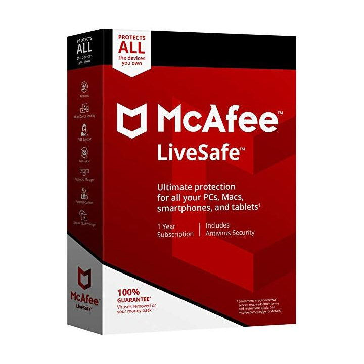 McAfee LiveSafe - 10 eszköz / 1 év elektronikus licensz
